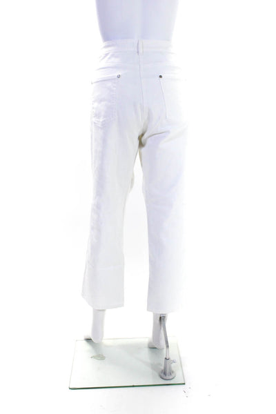 Eileen Fisher Womens Zipper Fly High Rise Straight Leg Jeans White Denim Large