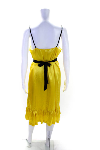 Tracy Reese Womens Silk Tied Darted Ruffled Hem Sleeveless Dress Yellow Size 8