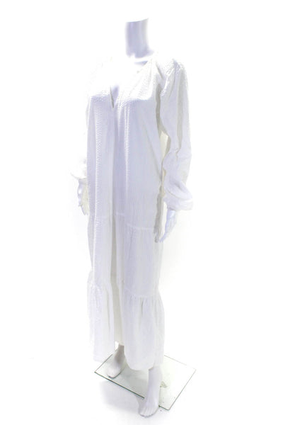 Bishop and Young Womens V-Neck Textured Long Sleeve Tiered Dress White Size M