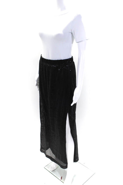 Michael Stars Women's Elastic Waist A-Line Lined Sequin Maxi Skirt Black Size S