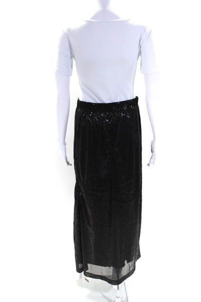 Michael Stars Women's Elastic Waist A-Line Lined Sequin Maxi Skirt Black Size S