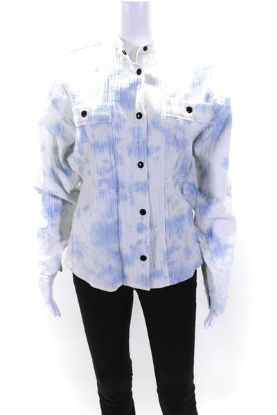 Etoile Isabel Marant Womens Cotton Tie Dye Print Buttoned Top Blue Size EUR34