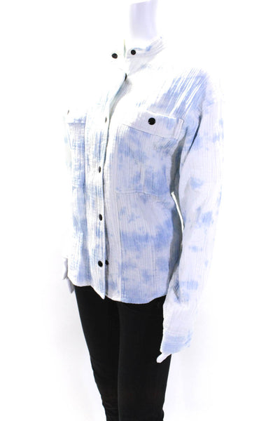 Etoile Isabel Marant Womens Cotton Tie Dye Print Buttoned Top Blue Size EUR34