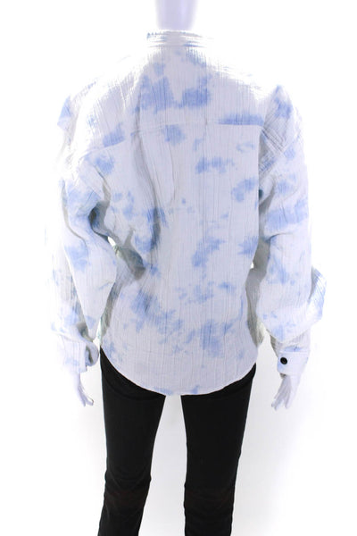 Etoile Isabel Marant Womens Cotton Tie Dye Print Buttoned Top Blue Size EUR34