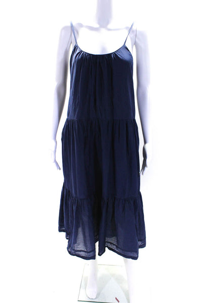 Xirena Womens Cotton Sleeveless Strappy Tiered Tank Maxi Dress Blue Size XS