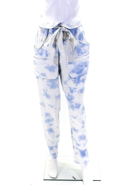 Etoile Isabel Marant Womens Tie Dye Belted Straight Casual Pants Blue Size EUR38