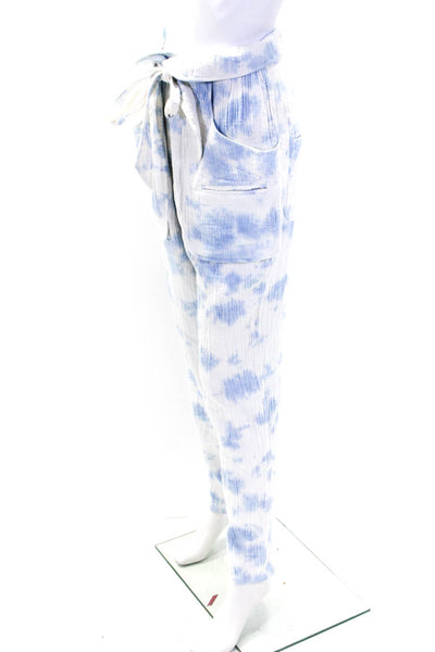 Etoile Isabel Marant Womens Tie Dye Belted Straight Casual Pants Blue Size EUR38