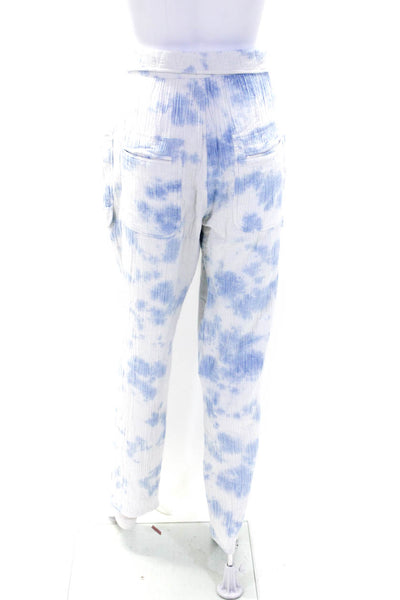 Etoile Isabel Marant Womens Tie Dye Belted Straight Casual Pants Blue Size EUR38