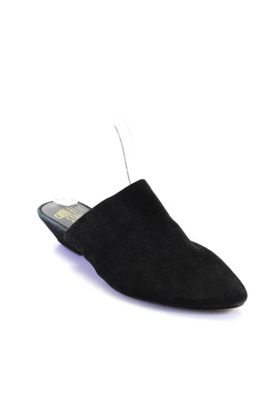 Charlotte Stone Womens Suede Round Toe Slip-On Cone Heels Mules Black Size 9