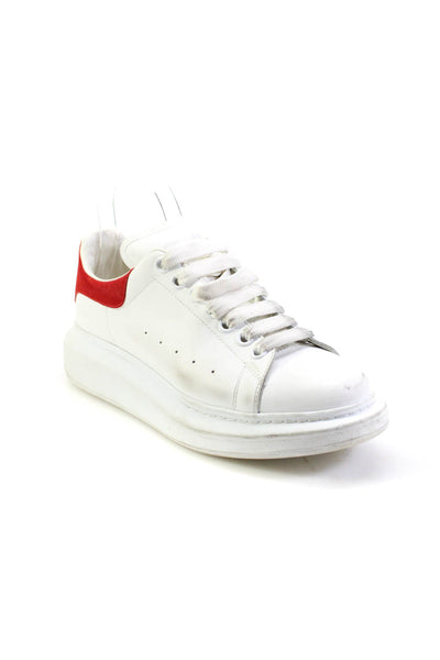 Alexander McQueen Womens White Red Leather Platform Sneakers Shoes Size 11