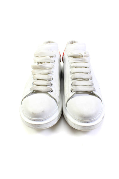 Alexander McQueen Womens White Red Leather Platform Sneakers Shoes Size 11