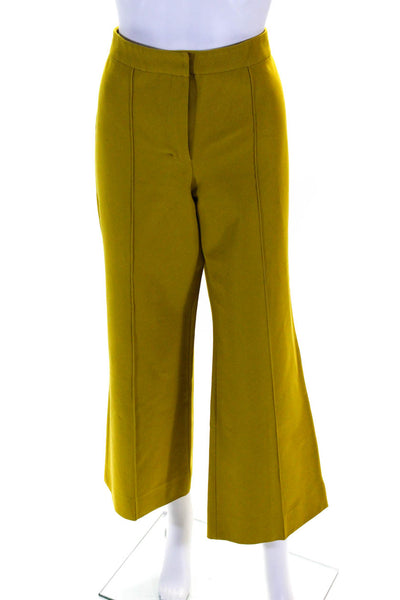 S Max Mara Womens Mid Rise Wide Leg Pleated Pants Yellow Size 8