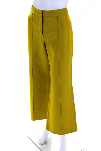 S Max Mara Womens Mid Rise Wide Leg Pleated Pants Yellow Size 8