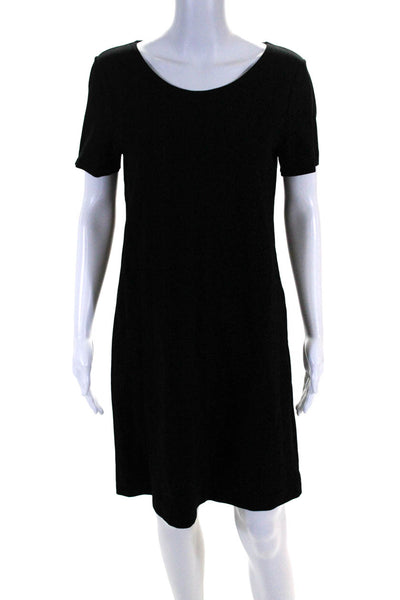 Theory Womens Round Neck Zipped Short Sleeve Midi T-Shirt Dress Black Size 10