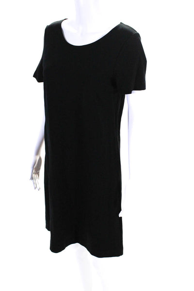 Theory Womens Round Neck Zipped Short Sleeve Midi T-Shirt Dress Black Size 10