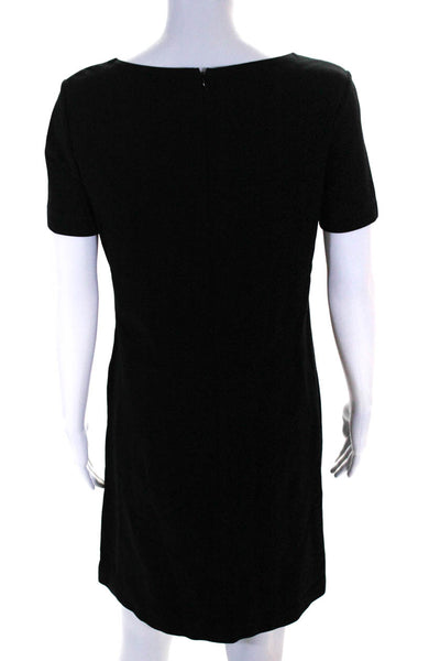 Theory Womens Round Neck Zipped Short Sleeve Midi T-Shirt Dress Black Size 10