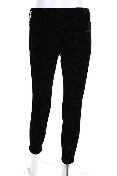 7 For All Mankind Womens Damask Paisley Print Skinny Leg Pants Black Size EUR25