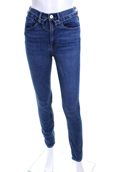 3x1 NYC Womens Medium Washed Geometric Accent Skinny Jeans Blue Size EUR26