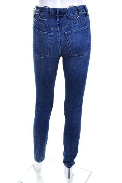 3x1 NYC Womens Medium Washed Geometric Accent Skinny Jeans Blue Size EUR26