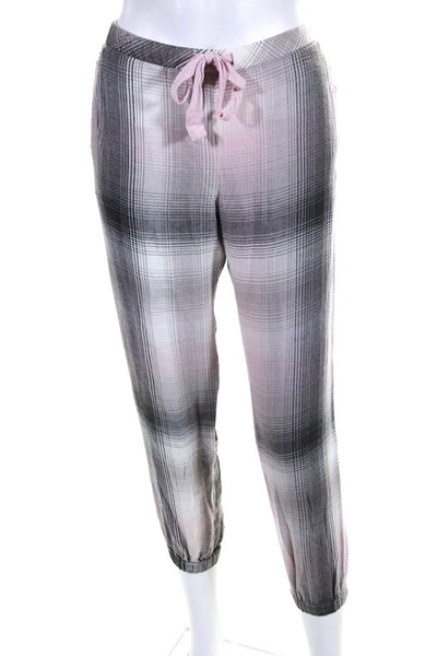 Bella Dahl Womens Plaid Buttoned Collared Top Pants Sleepwear Set Pink Size S