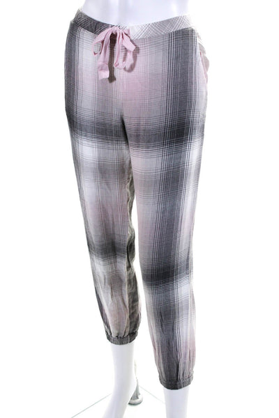 Bella Dahl Womens Plaid Buttoned Collared Top Pants Sleepwear Set Pink Size S