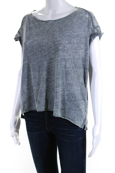 Allsaints Womens Cotton Round Neck Short Sleeve Pullover T-Shirt Gray Size M