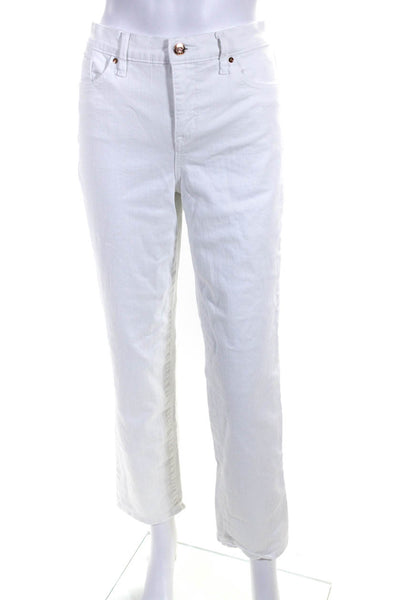 Pilcro Womens Mid Rise Slim Straight Ankle Jeans Pants White Size 8