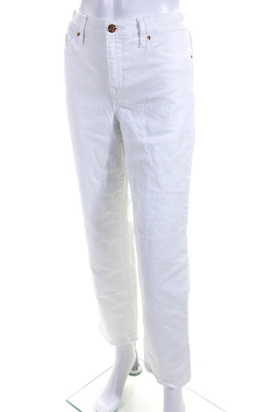 Pilcro Womens Mid Rise Slim Straight Ankle Jeans Pants White Size 8