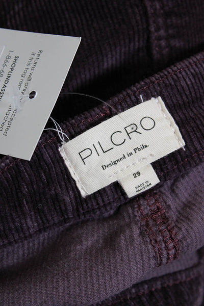 Pilcro Womens High Waist Corduroy Flare Jeans Pants Purple Size 29