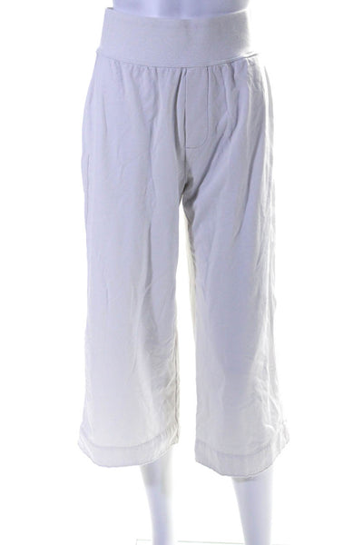 James Perse Womens High Waist Wide Leg Cropped Jersey Pants White Size 1