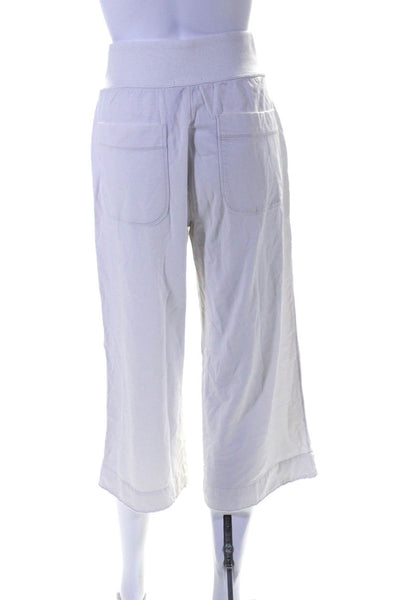 James Perse Womens High Waist Wide Leg Cropped Jersey Pants White Size 1