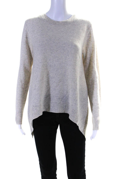 White + Warren Womens Curved Hem Crew Neck Sweater Light Heather Gray Size Small