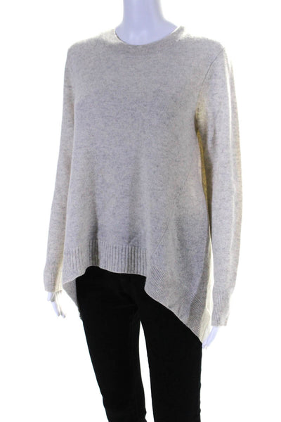 White + Warren Womens Curved Hem Crew Neck Sweater Light Heather Gray Size Small