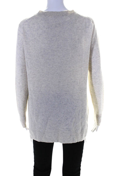 White + Warren Womens Curved Hem Crew Neck Sweater Light Heather Gray Size Small