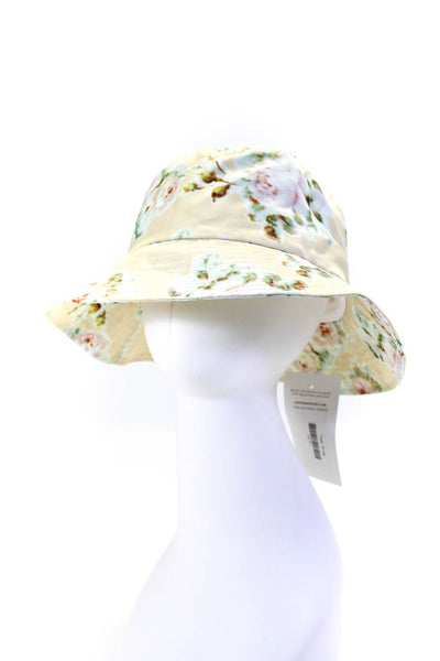 Loeffler Randall Womens Floral Print Bucket Hat Beige Size OS