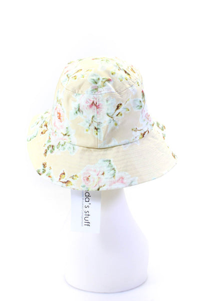 Loeffler Randall Womens Floral Print Bucket Hat Beige Size OS