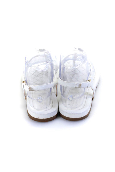 Cole Haan Womens Patent Leather Quilted Thong Sandals White Size 7