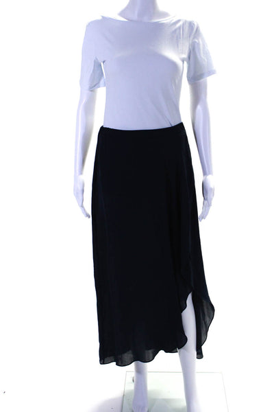 Haute Hippie Womens Silk Elastic Waist Asymmetric Maxi Skirt Blue Size S