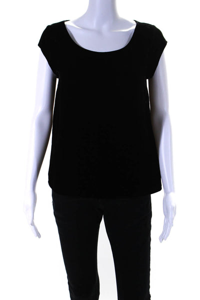 Joie Womens Velour Short Sleeve Scoop Neck Blouse Black Size XS