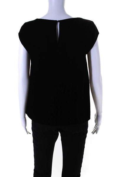 Joie Womens Velour Short Sleeve Scoop Neck Blouse Black Size XS