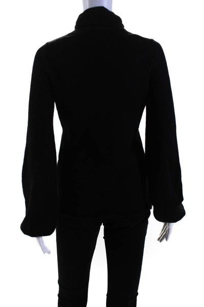 Prive Womens Cashmere Ruched Keyhole Tied Turtleneck Sweater Top Black Size S