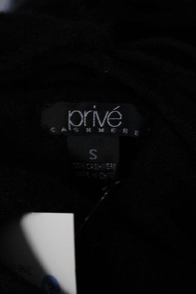 Prive Womens Cashmere Ruched Keyhole Tied Turtleneck Sweater Top Black Size S