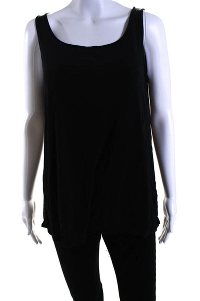 Eileen Fisher Womens Silk Round Neck Sleeveless Pullover Tank Top Black Size PL