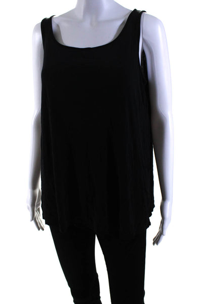 Eileen Fisher Womens Silk Round Neck Sleeveless Pullover Tank Top Black Size PL