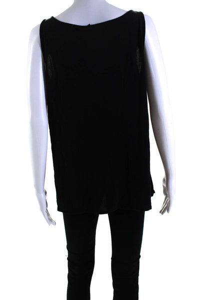 Eileen Fisher Womens Silk Round Neck Sleeveless Pullover Tank Top Black Size PL