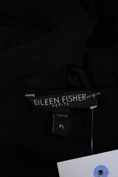 Eileen Fisher Womens Silk Round Neck Sleeveless Pullover Tank Top Black Size PL