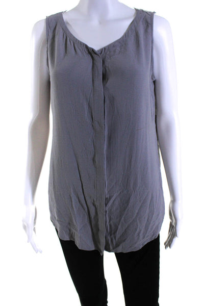 Eileen Fisher Womens Round Neck Sleeveless Buttoned Blouse Top Gray Size S