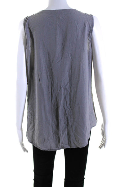 Eileen Fisher Womens Round Neck Sleeveless Buttoned Blouse Top Gray Size S