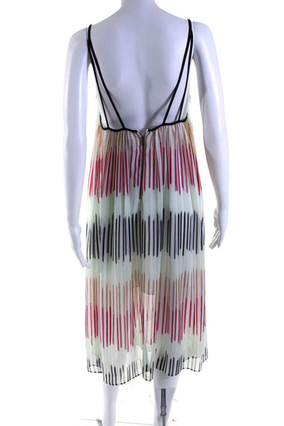 Alice + Olivia Womens Striped Print Round Neck A-Line Dress Multicolor Size XS