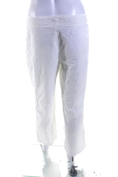 Jil Sander Womens Cotton Striped Hook & Eye Straight Leg Pants White Size EUR38